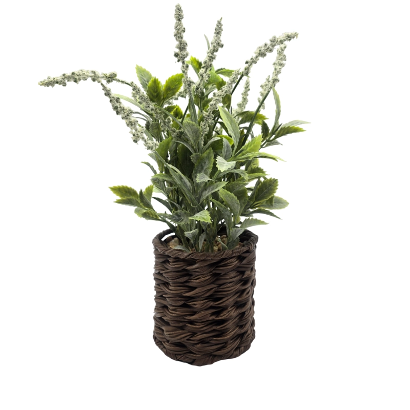 PLANTA ARTIFICIAL LAVANDA DECORATIVA MACETERO DE RATTAN DECO - 8
