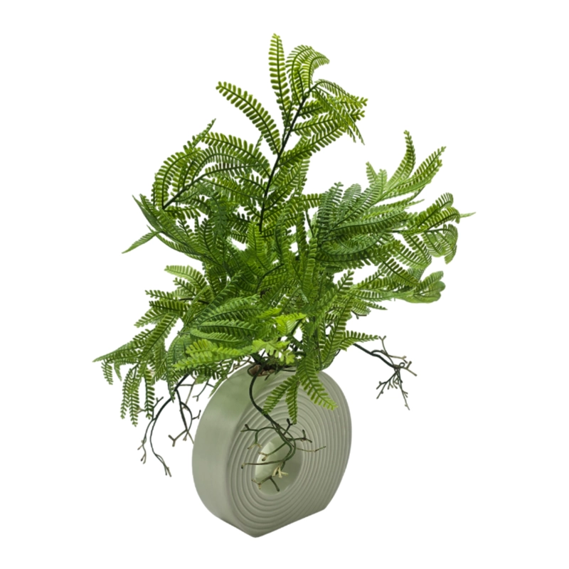 PLANTA ARTIFICIAL HELECHO DECORATIVA MACETERO DE CERAMICA - 2