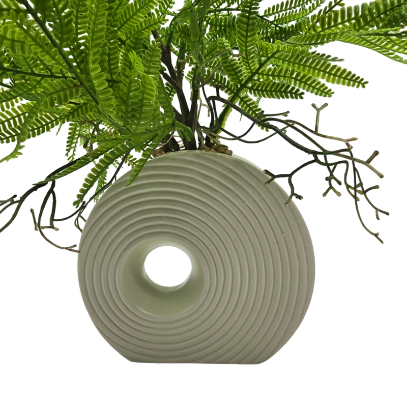 PLANTA ARTIFICIAL HELECHO DECORATIVA MACETERO DE CERAMICA - 3