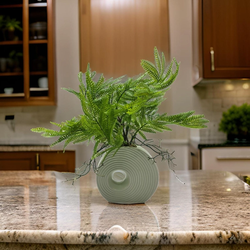 PLANTA ARTIFICIAL HELECHO DECORATIVA MACETERO DE CERAMICA - 4