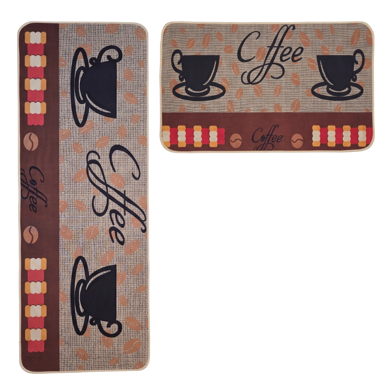 SET 2 ALFOMBRAS DE COCINA GOMA ANTIDESLIZANTE DISEÑO COFFEE - 2