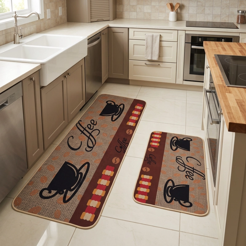 SET 2 ALFOMBRAS DE COCINA GOMA ANTIDESLIZANTE DISEÑO COFFEE - 4
