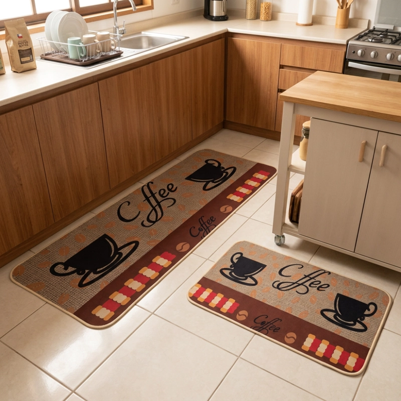 SET 2 ALFOMBRAS DE COCINA GOMA ANTIDESLIZANTE DISEÑO COFFEE - 6