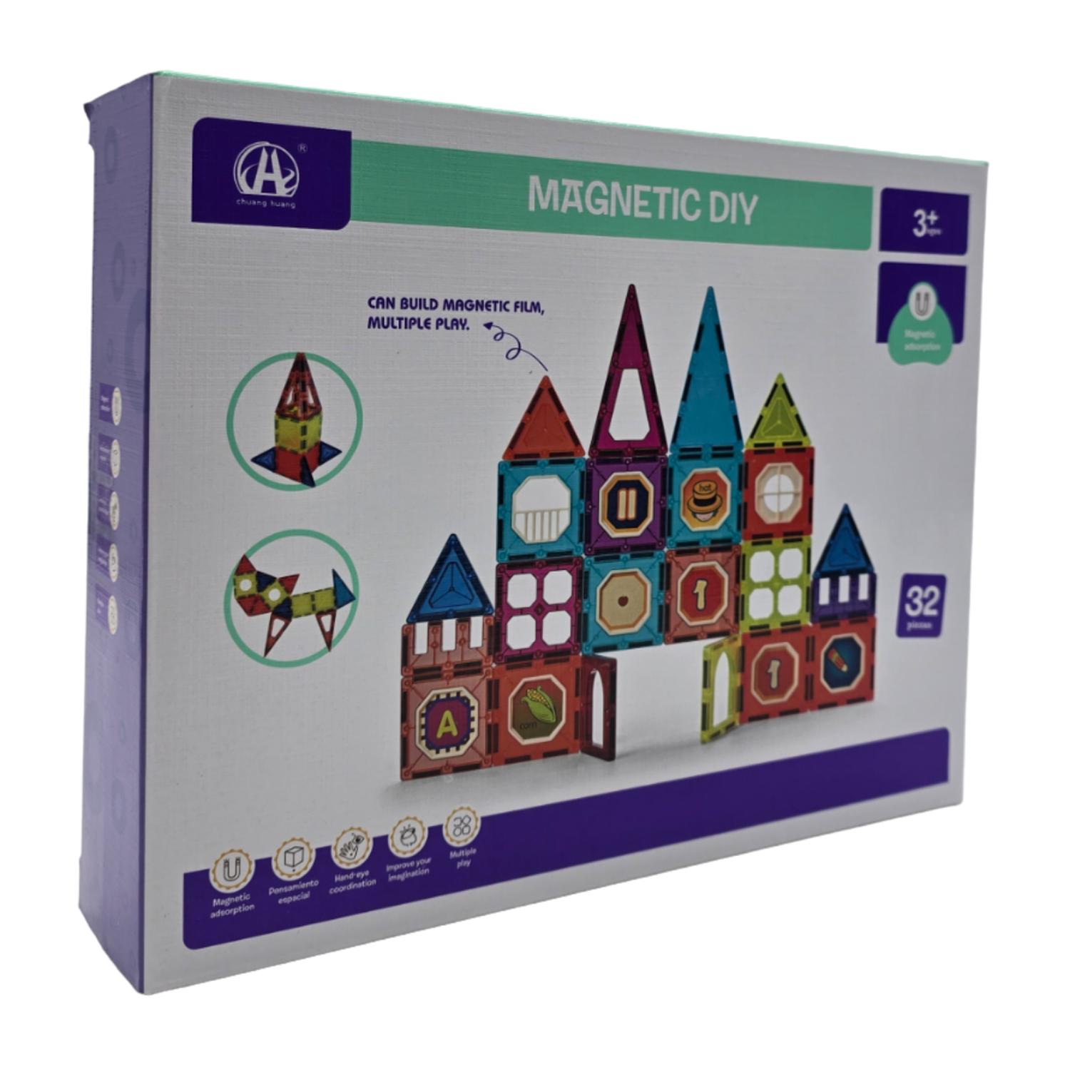 SET CONSTRUCCIÓN MAGNÉTICO PIEZAS MAGNETICAS 32 PIEZAS - 1