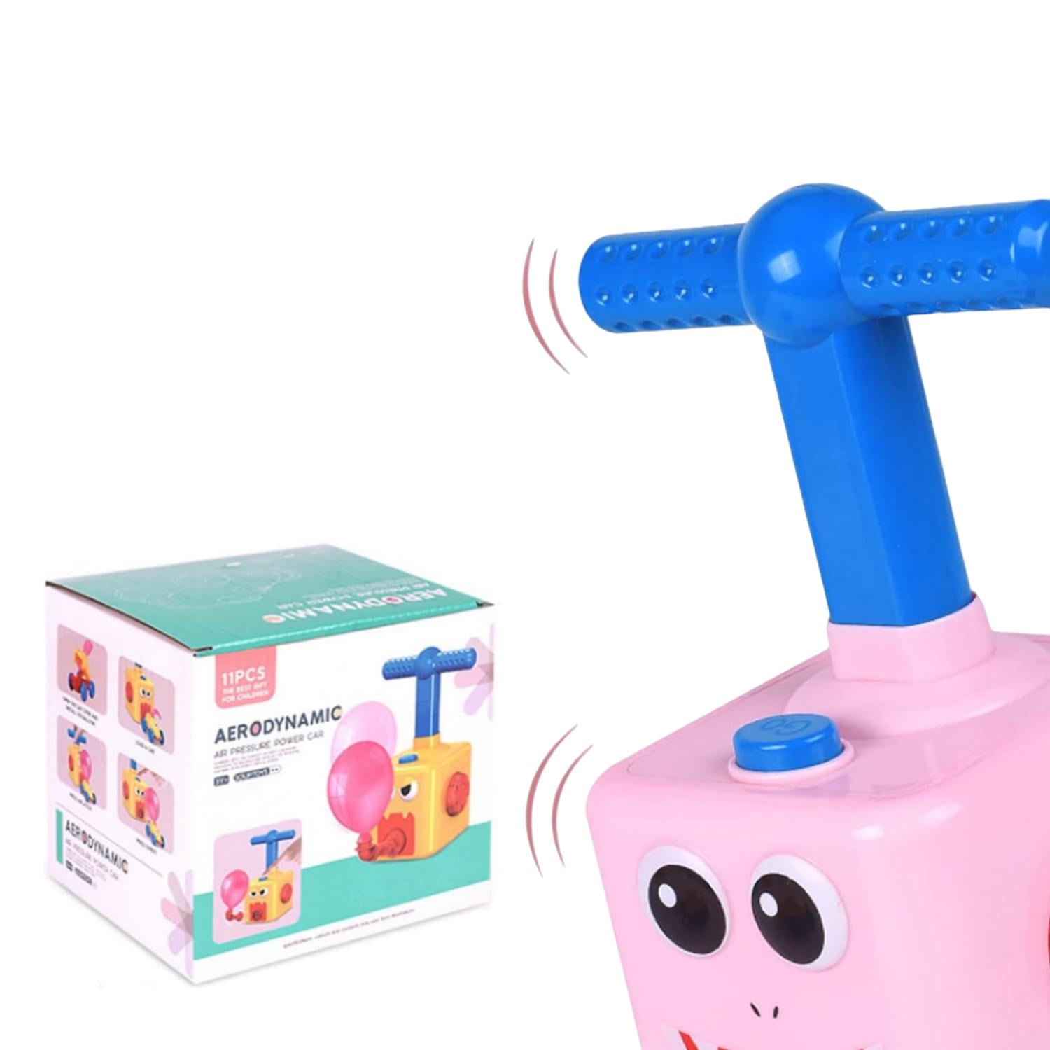 JUEGO INFLADOR DE GLOBOS PARA NIÑOS AUTOS CARRERAS ROSADO - 1
