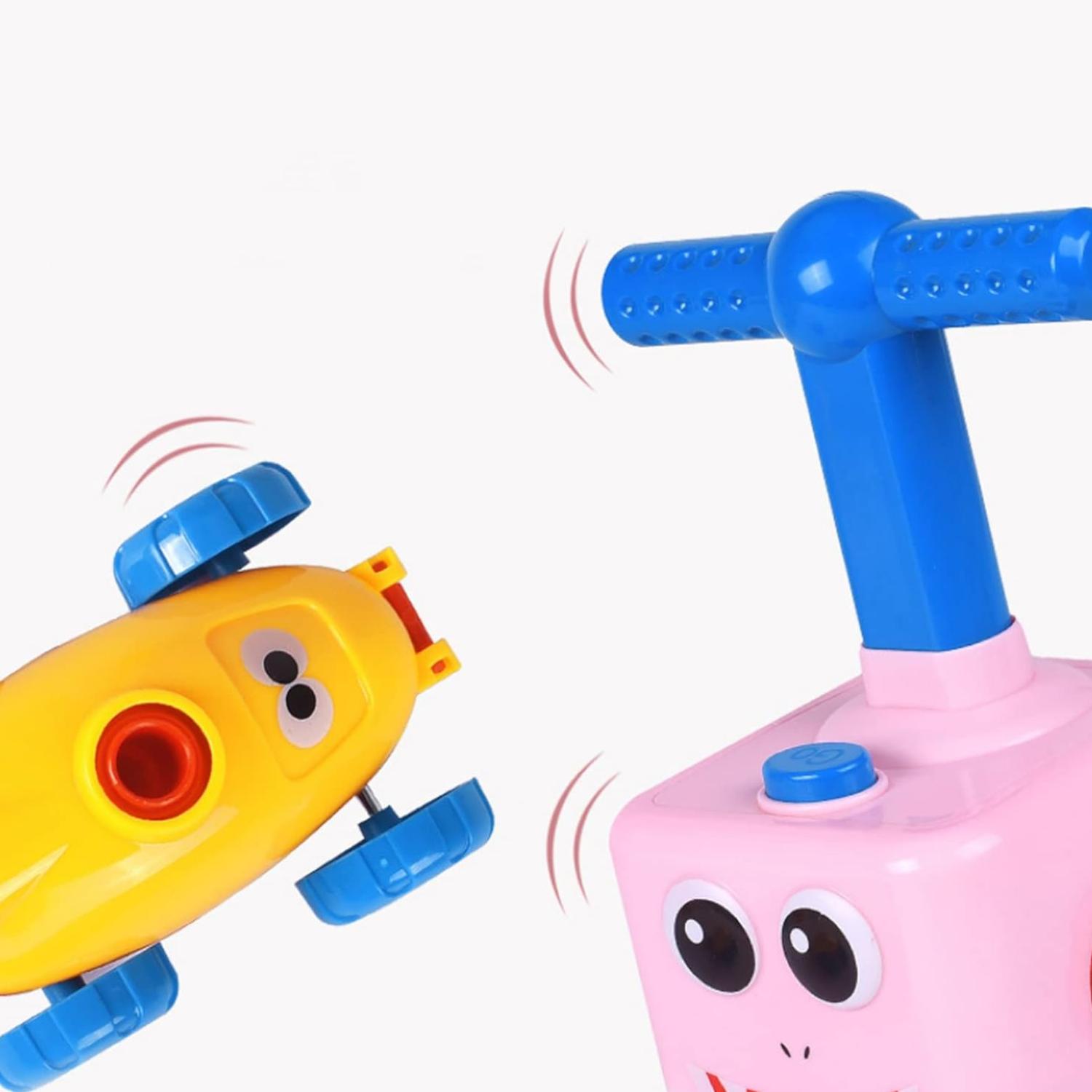 JUEGO INFLADOR DE GLOBOS PARA NIÑOS AUTOS CARRERAS ROSADO - 4