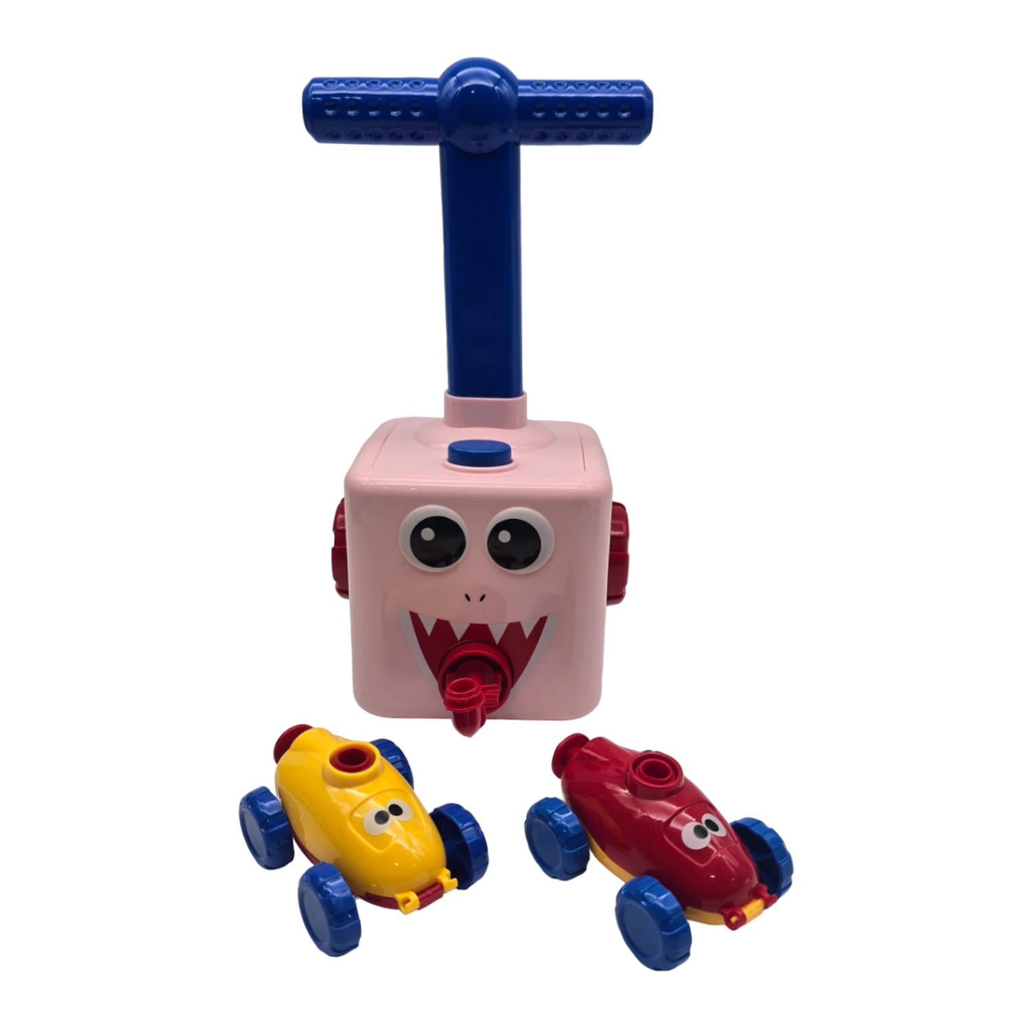 JUEGO INFLADOR DE GLOBOS PARA NIÑOS AUTOS CARRERAS ROSADO - 5