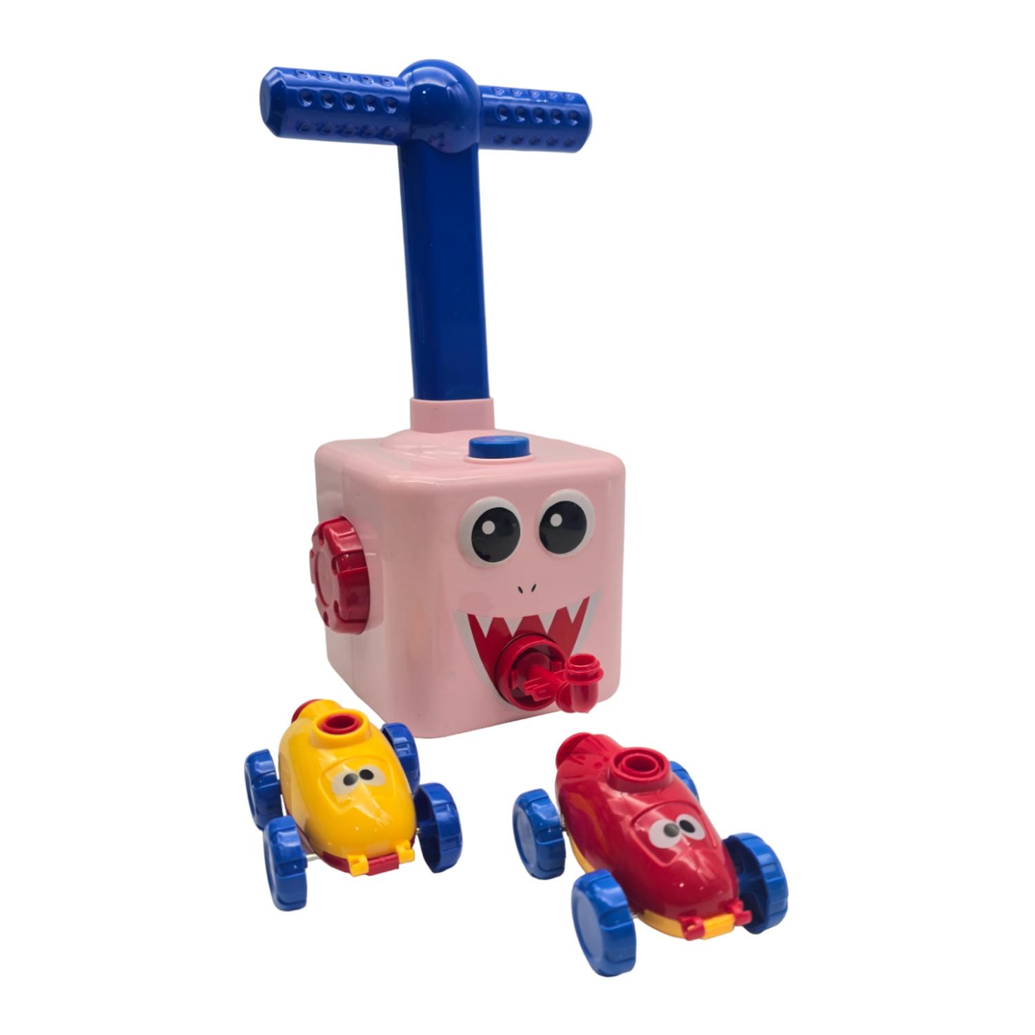 JUEGO INFLADOR DE GLOBOS PARA NIÑOS AUTOS CARRERAS ROSADO - 6