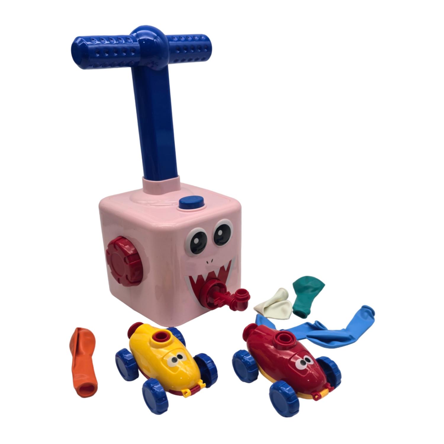 JUEGO INFLADOR DE GLOBOS PARA NIÑOS AUTOS CARRERAS ROSADO - 7