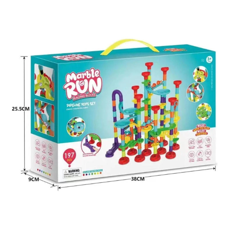 CIRCUITO DE BOLITAS VERDE COMPLETO ARMABLE 50 PIEZAS PUZZLE TOBOGAN - 8