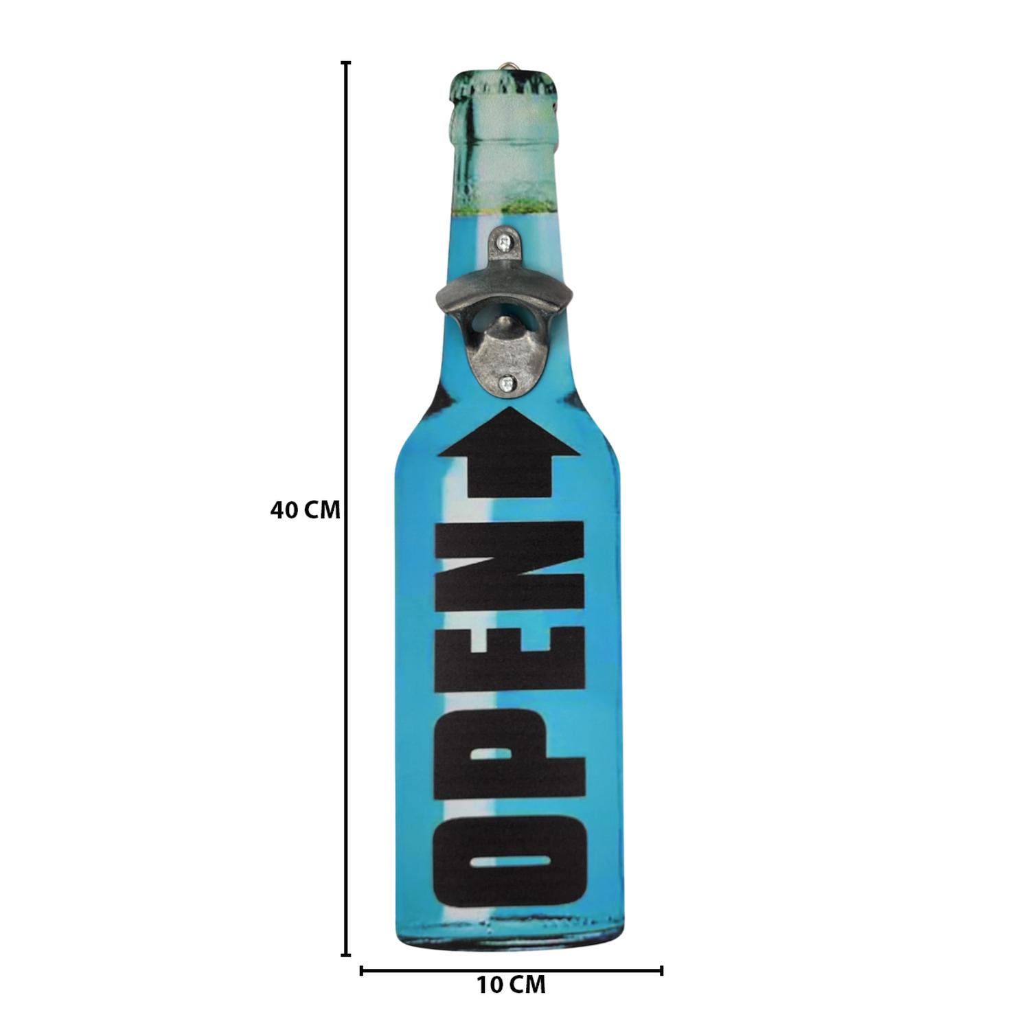 ABRIDOR BOTELLAS ABRIDOR DECORATIVO PARED HOGAR BAR TERRAZA MADERA CELESTE - 5