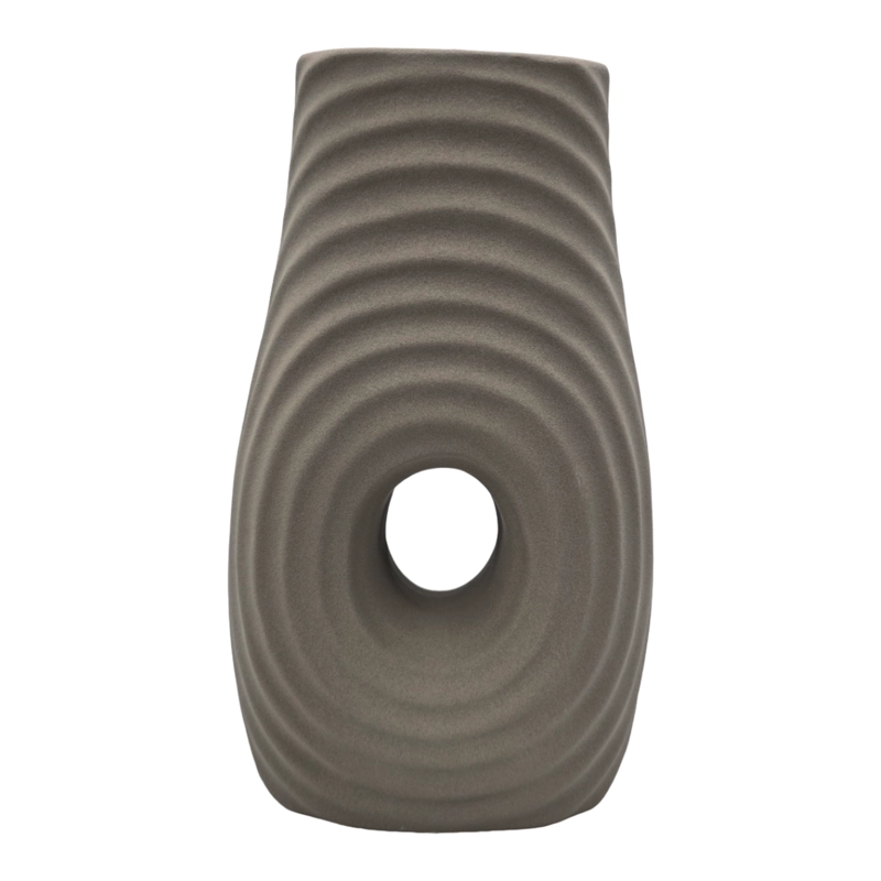 JARRON FLORERO DE CERAMICA FINA DECORATIVO MODERNO CAFE - 1
