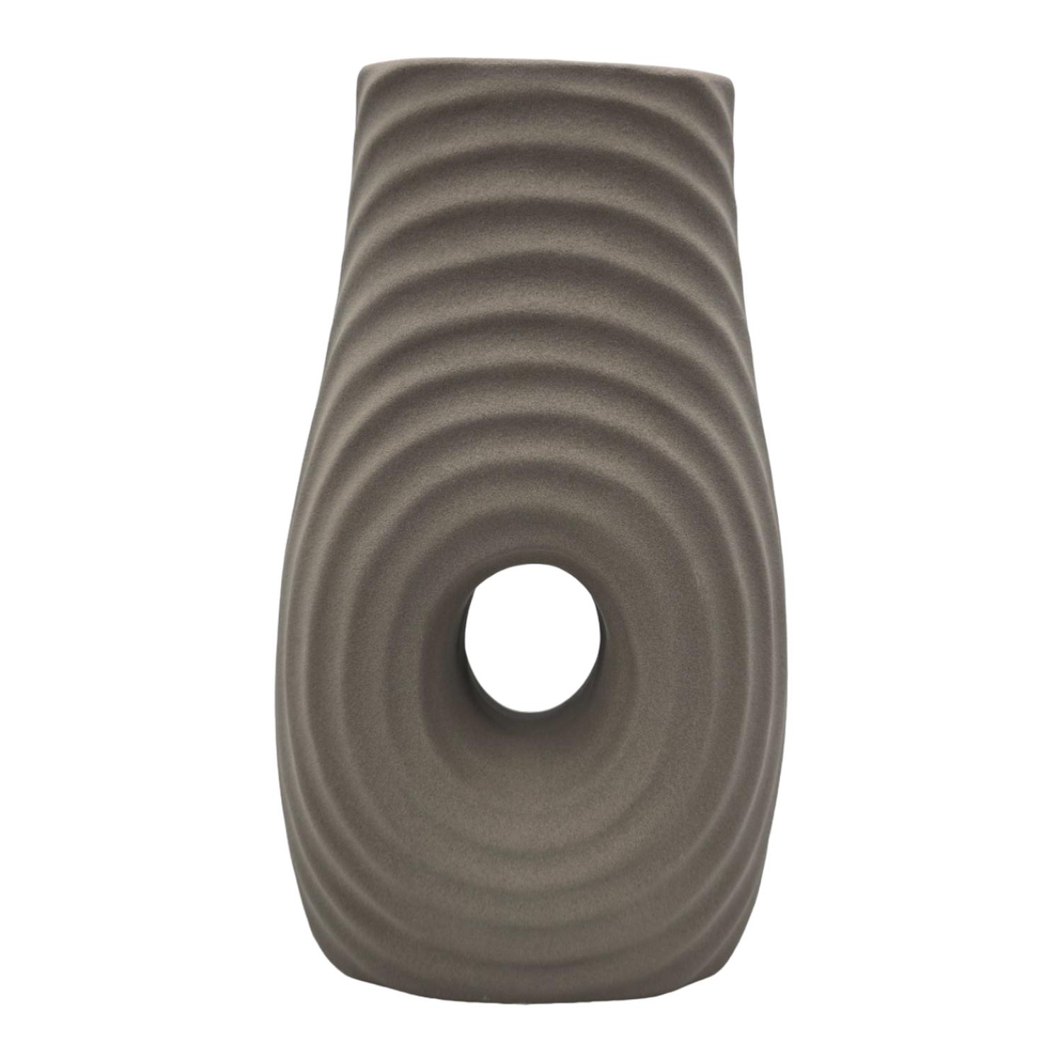 JARRON FLORERO DE CERAMICA FINA DECORATIVO MODERNO CAFE - 1