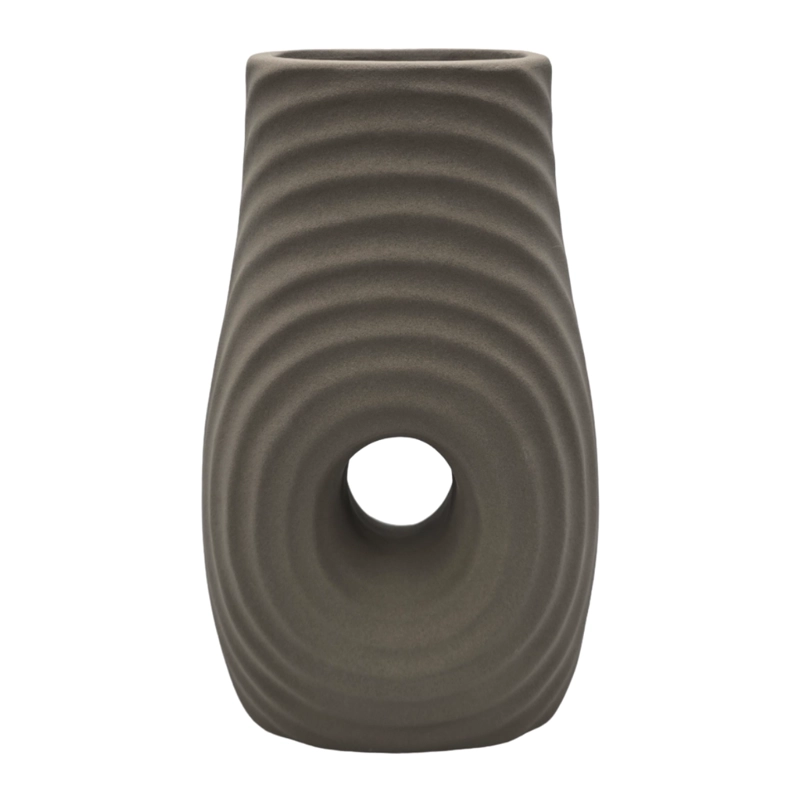 JARRON FLORERO DE CERAMICA FINA DECORATIVO MODERNO CAFE - 2