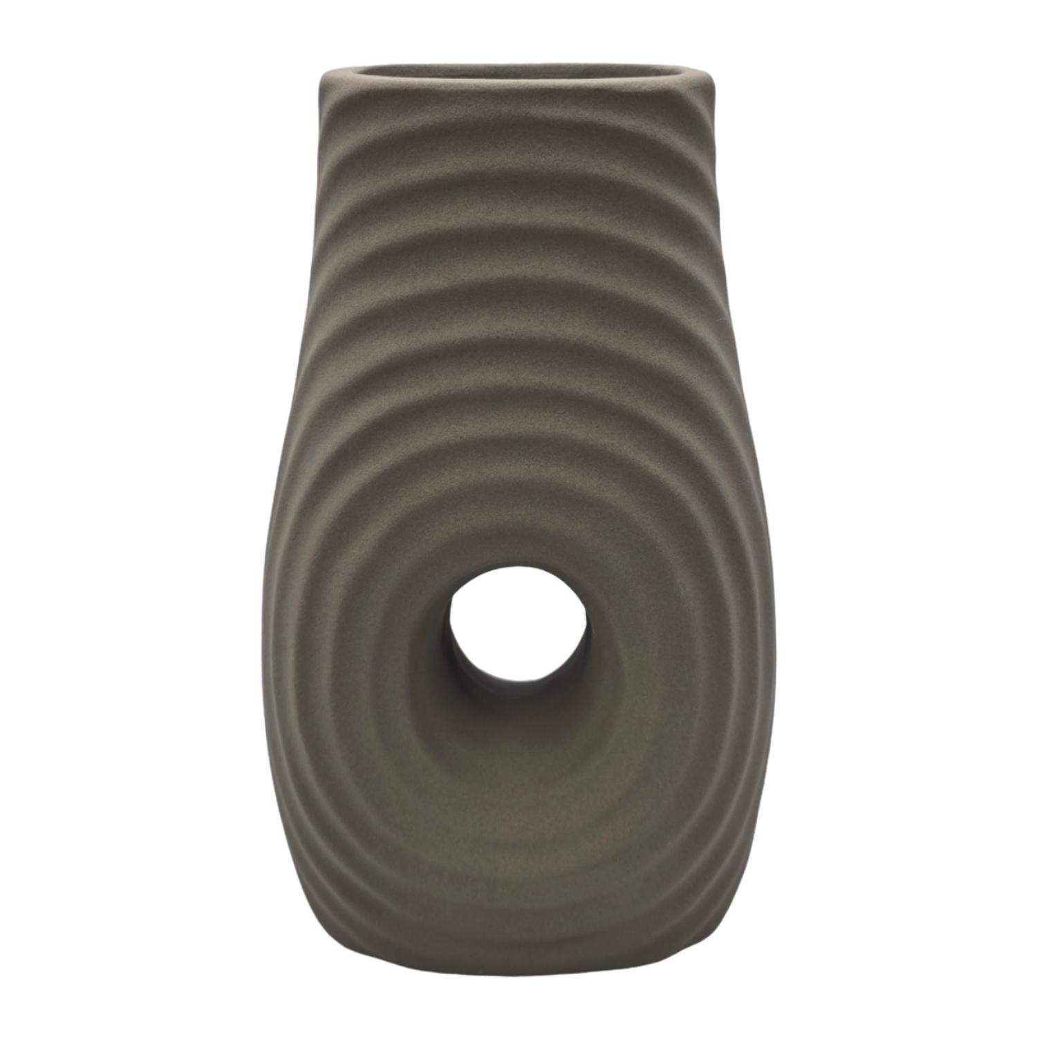 JARRON FLORERO DE CERAMICA FINA DECORATIVO MODERNO CAFE - 2