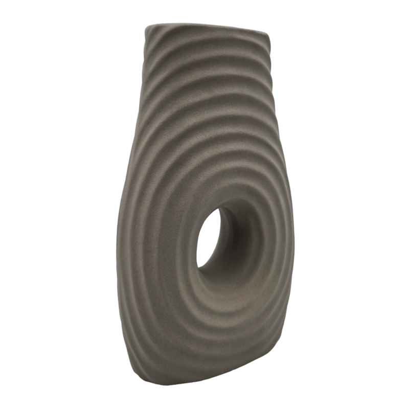 JARRON FLORERO DE CERAMICA FINA DECORATIVO MODERNO CAFE - 3