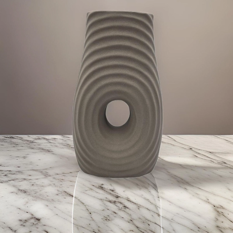 JARRON FLORERO DE CERAMICA FINA DECORATIVO MODERNO CAFE - 4