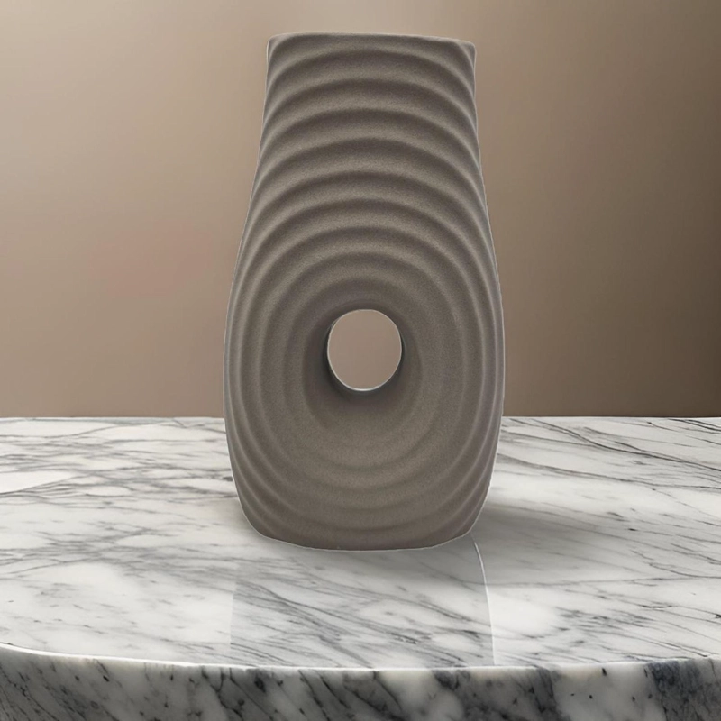 JARRON FLORERO DE CERAMICA FINA DECORATIVO MODERNO CAFE - 5
