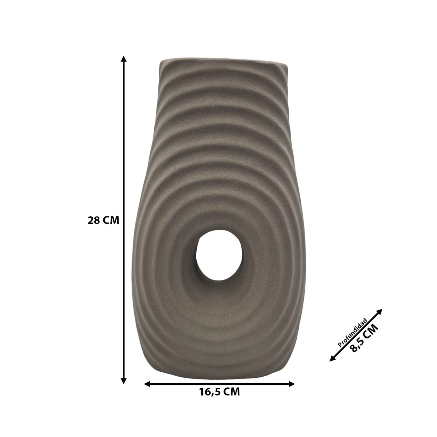 JARRON FLORERO DE CERAMICA FINA DECORATIVO MODERNO CAFE - 6