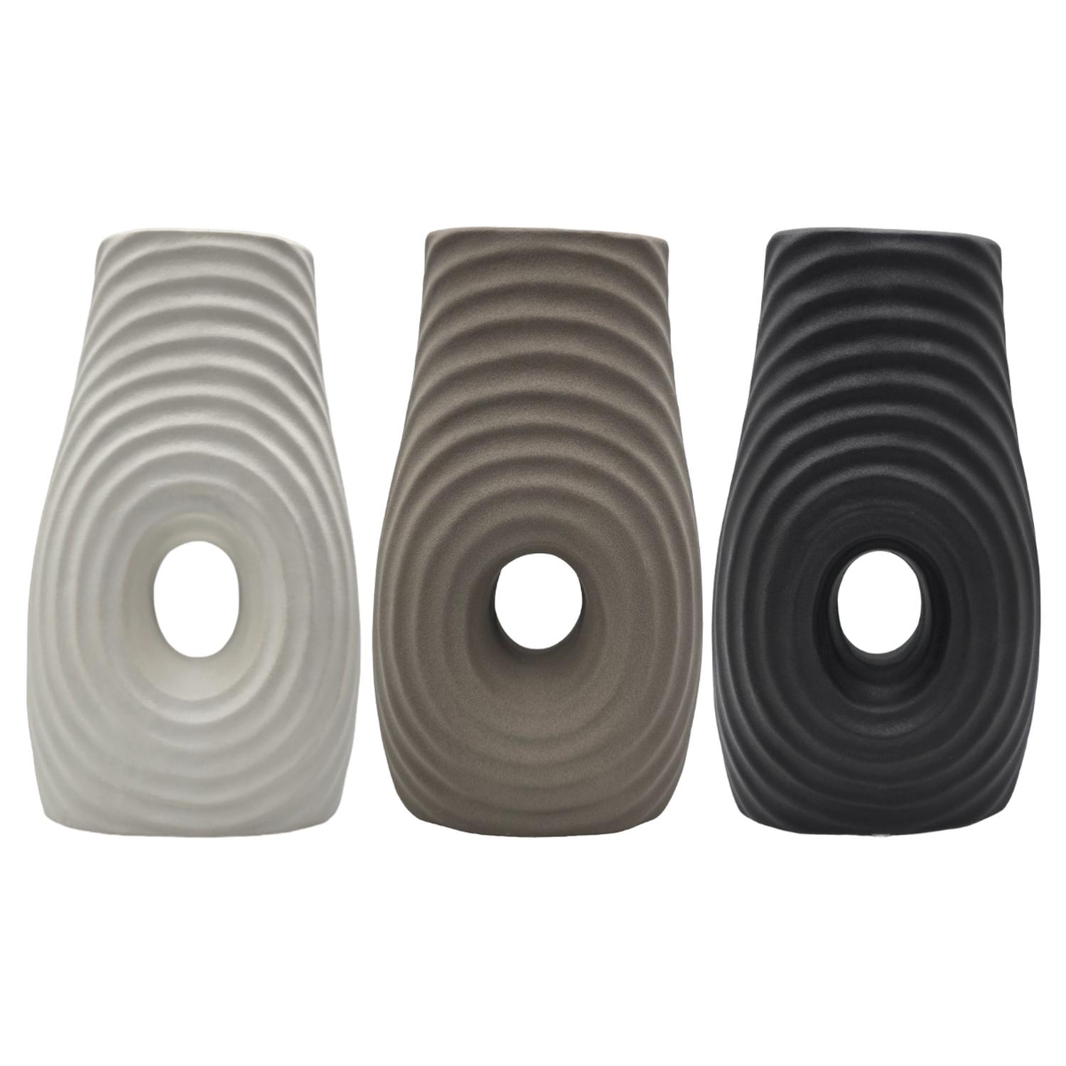JARRON FLORERO DE CERAMICA FINA DECORATIVO MODERNO CAFE - 7