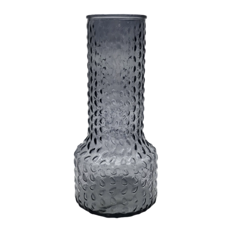FLORERO DECORATIVO DE VIDRIO CON DISEÑO BASE ANCHA GRIS 30 - 1