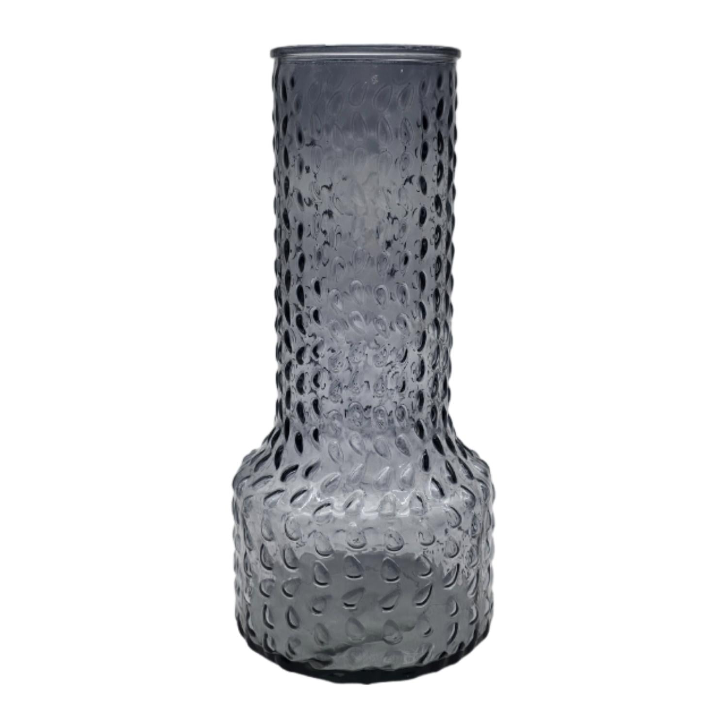 FLORERO DECORATIVO DE VIDRIO CON DISEÑO BASE ANCHA GRIS 30 - 1