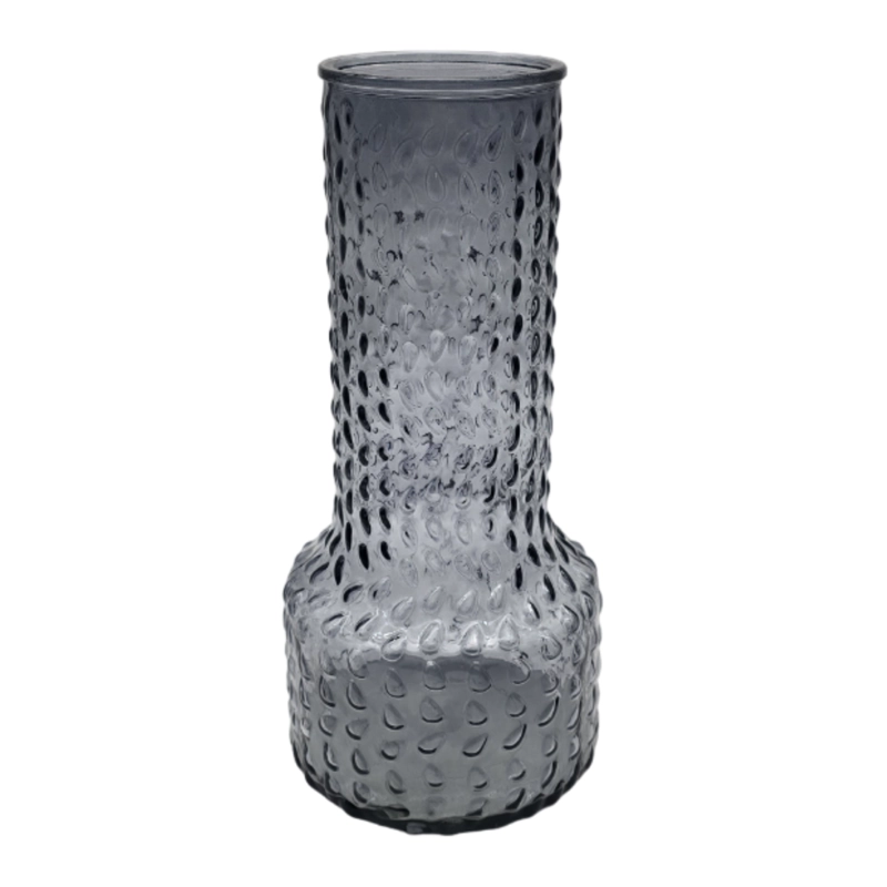 FLORERO DECORATIVO DE VIDRIO CON DISEÑO BASE ANCHA GRIS 30 - 2