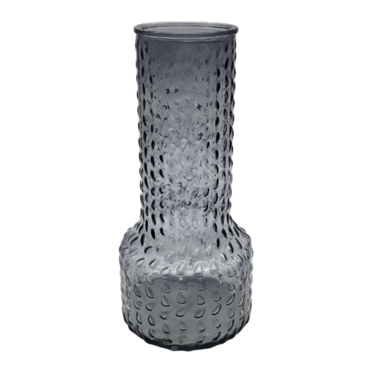 FLORERO DECORATIVO DE VIDRIO CON DISEÑO BASE ANCHA GRIS 30 - 2