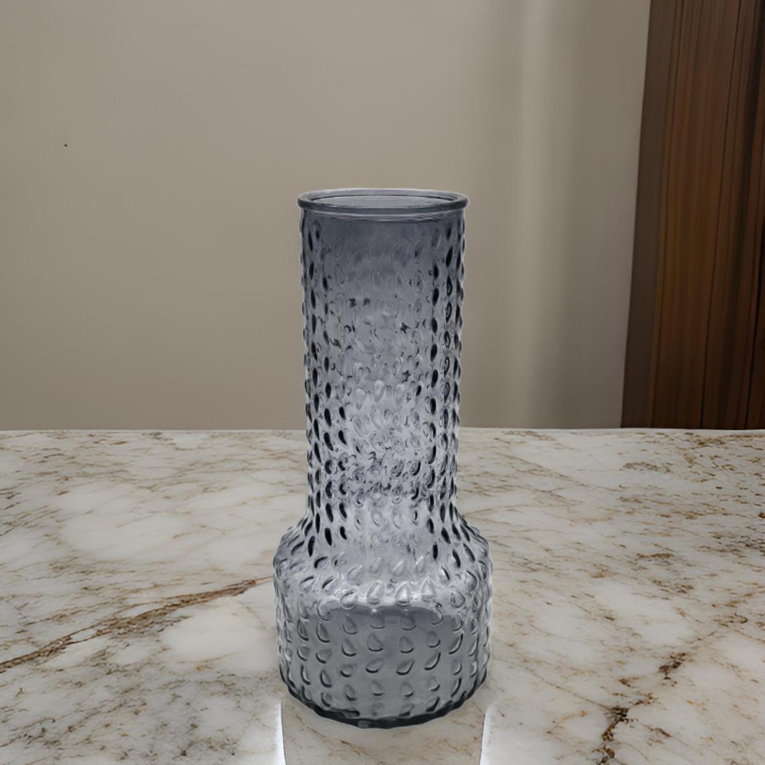 FLORERO DECORATIVO DE VIDRIO CON DISEÑO BASE ANCHA GRIS 30 - 4