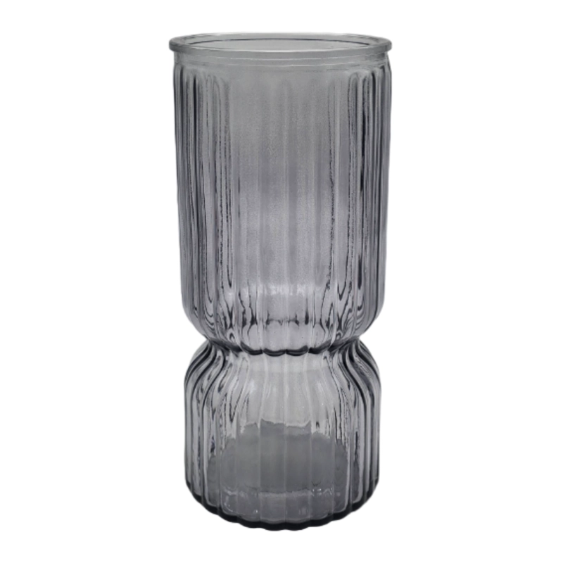FLORERO DECORATIVO DE VIDRIO CRISTAL CON DISEÑO TONOS GRISES - 1