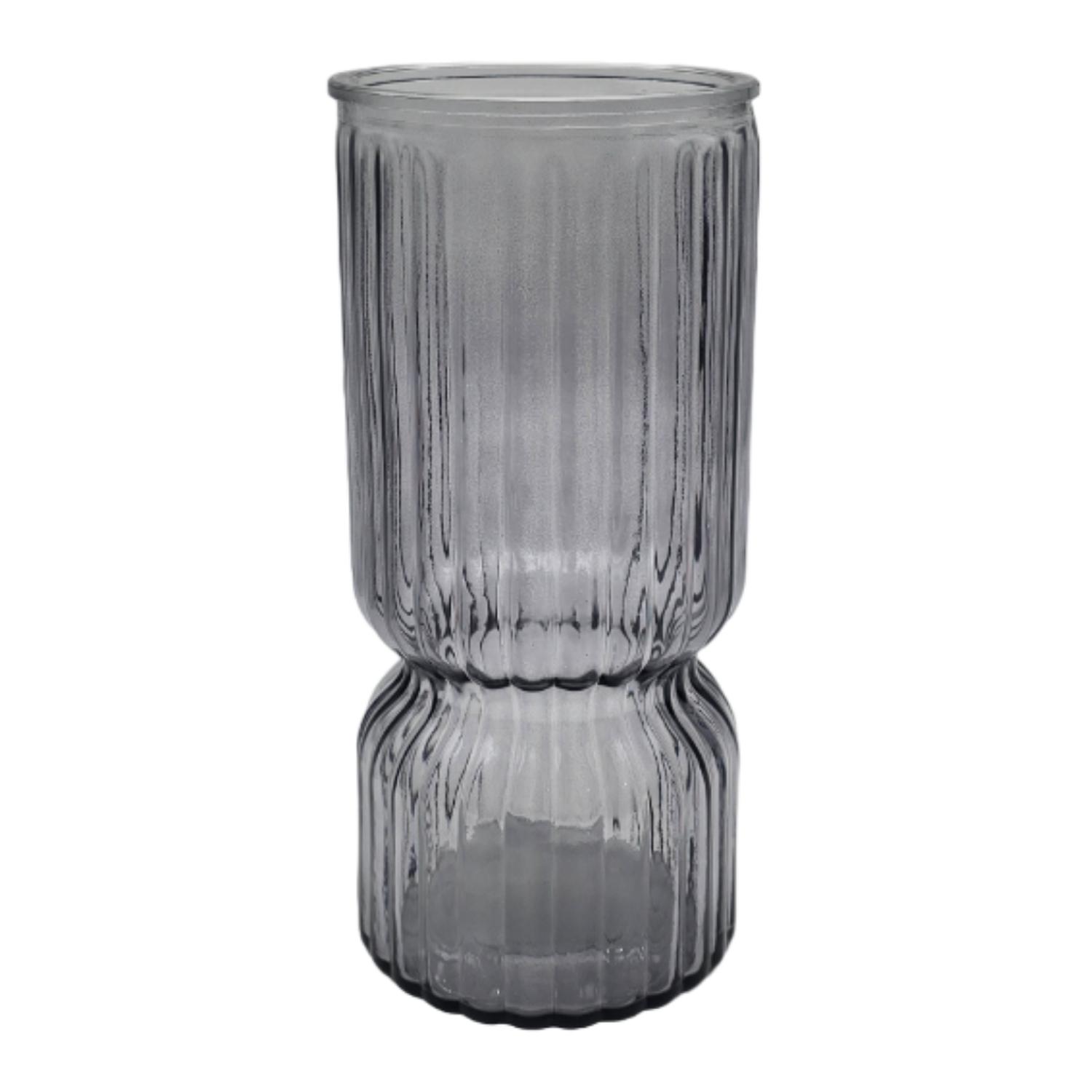 FLORERO DECORATIVO DE VIDRIO CRISTAL CON DISEÑO TONOS GRISES - 1