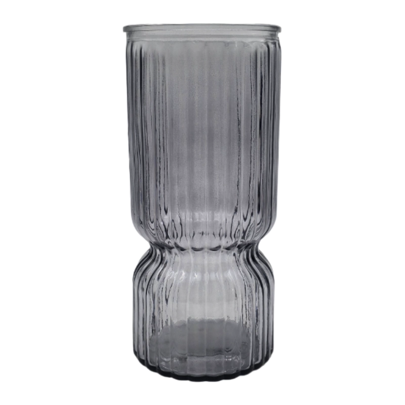 FLORERO DECORATIVO DE VIDRIO CRISTAL CON DISEÑO TONOS GRISES - 2