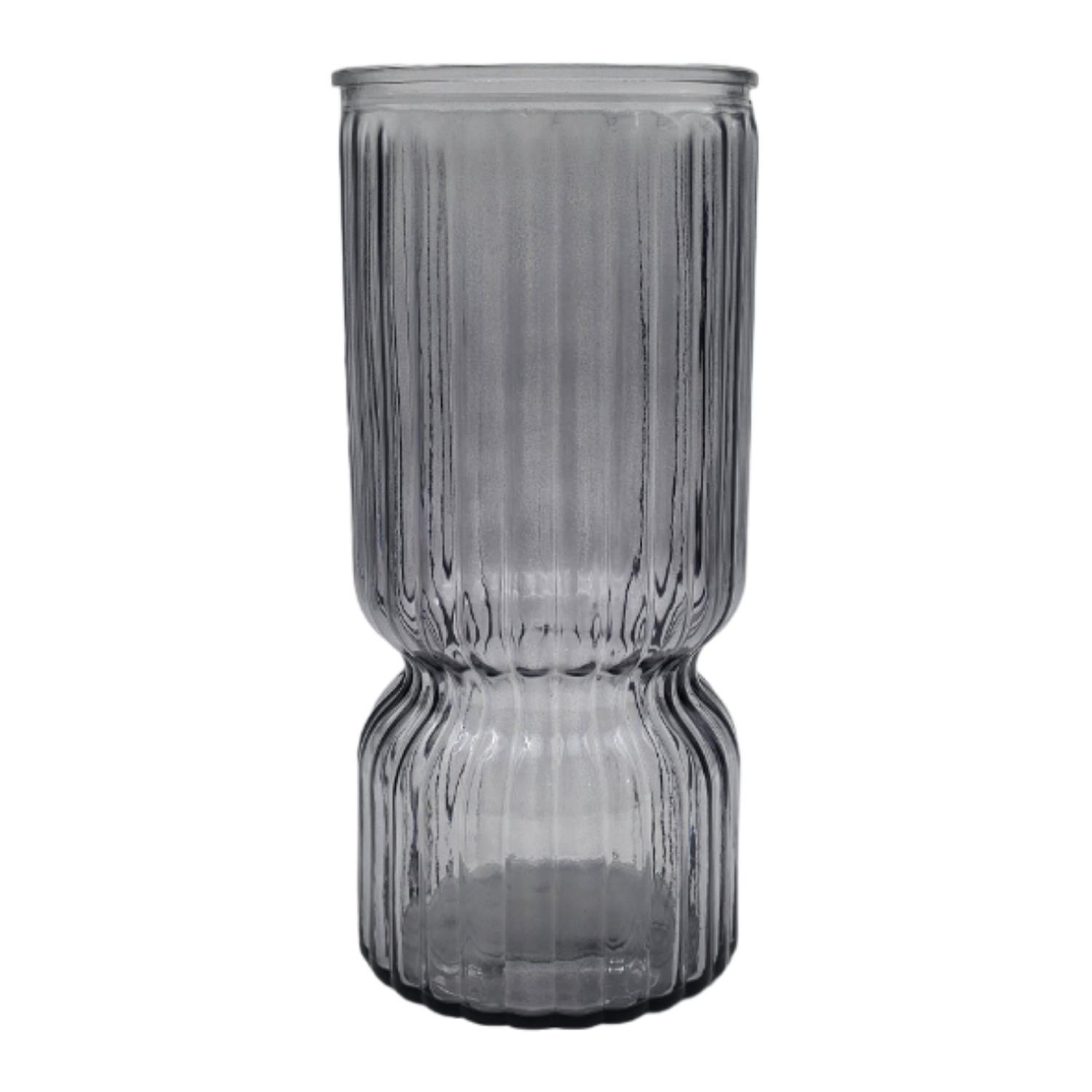 FLORERO DECORATIVO DE VIDRIO CRISTAL CON DISEÑO TONOS GRISES - 2