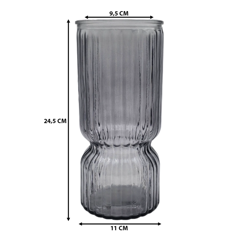 FLORERO DECORATIVO DE VIDRIO CRISTAL CON DISEÑO TONOS GRISES - 3