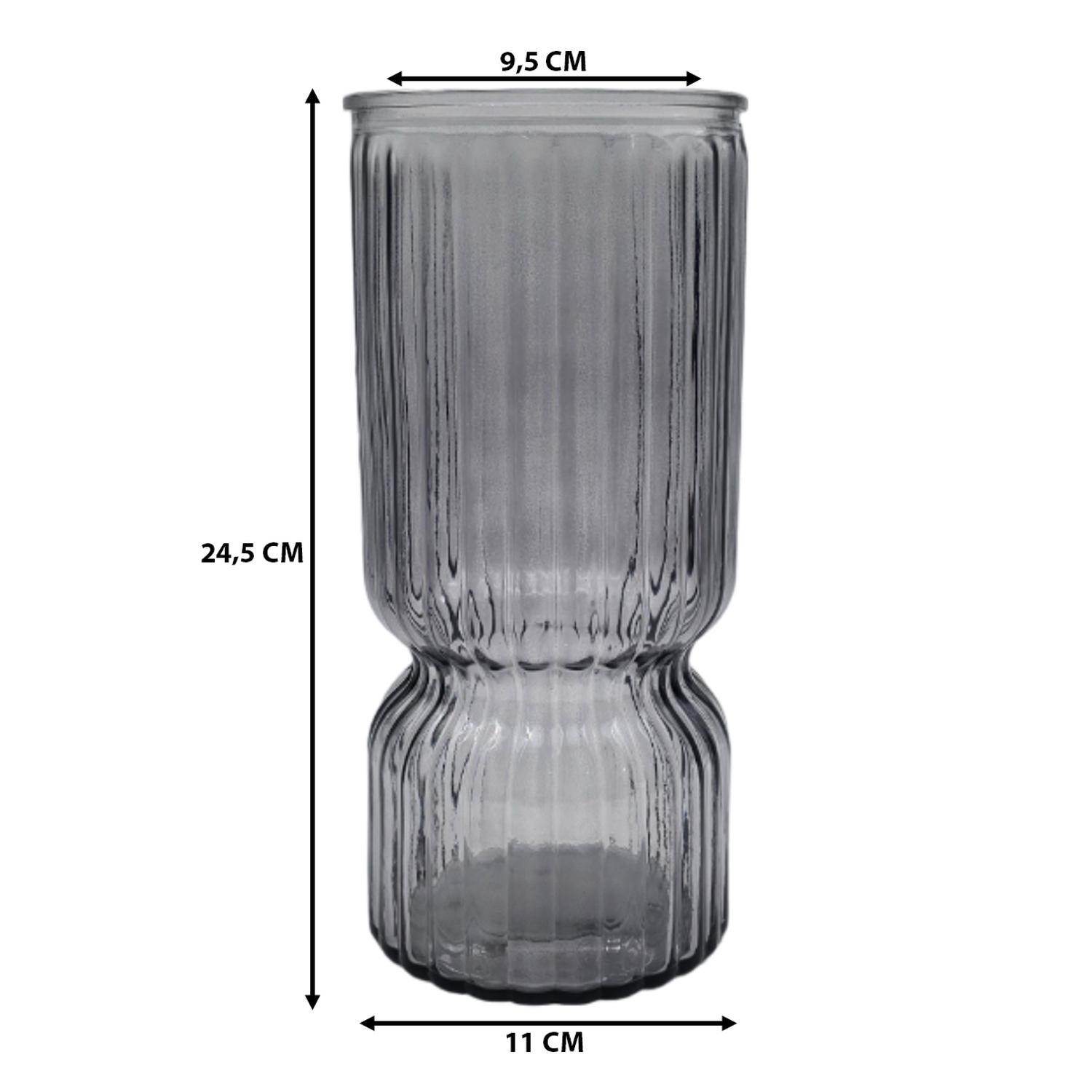 FLORERO DECORATIVO DE VIDRIO CRISTAL CON DISEÑO TONOS GRISES - 3