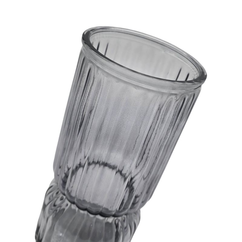 FLORERO DECORATIVO DE VIDRIO CRISTAL CON DISEÑO TONOS GRISES - 4