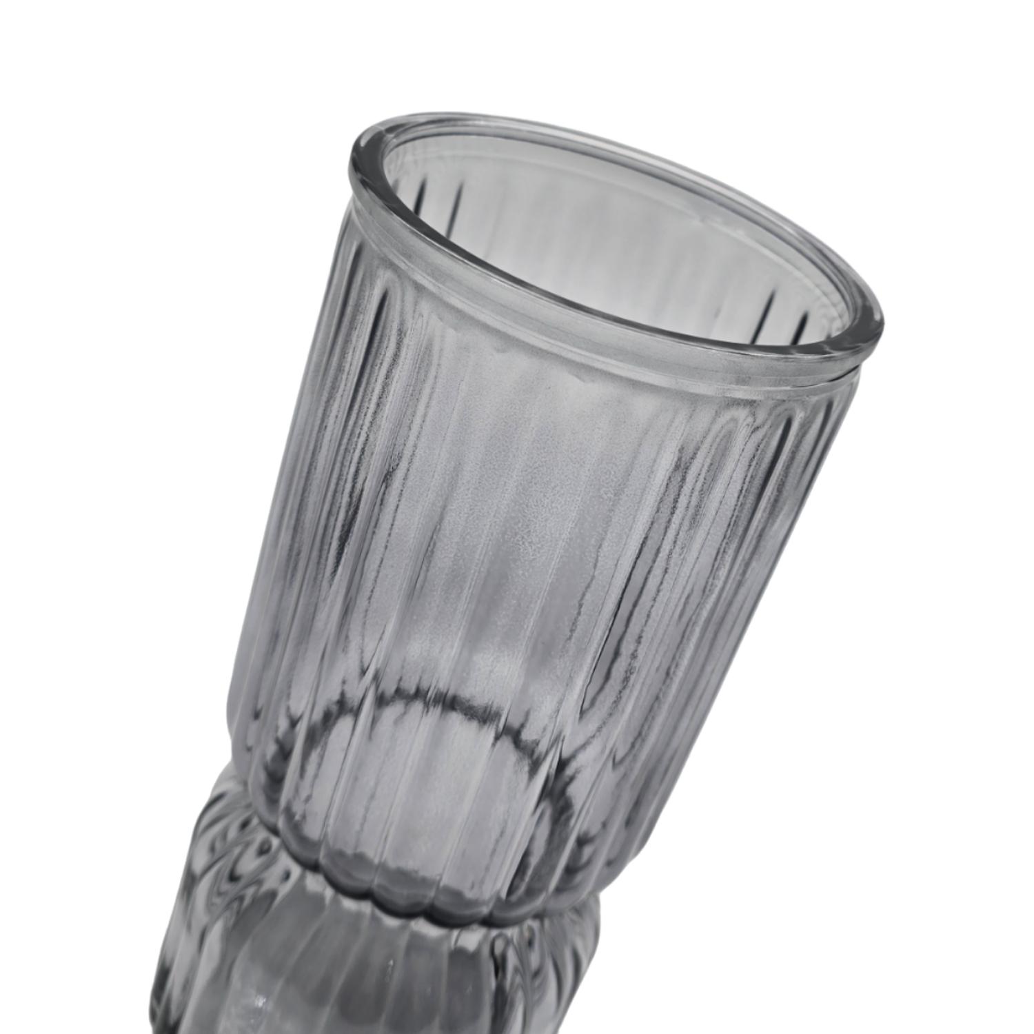 FLORERO DECORATIVO DE VIDRIO CRISTAL CON DISEÑO TONOS GRISES - 4