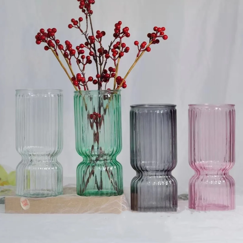 FLORERO DECORATIVO DE VIDRIO CRISTAL CON DISEÑO TONOS GRISES - 6