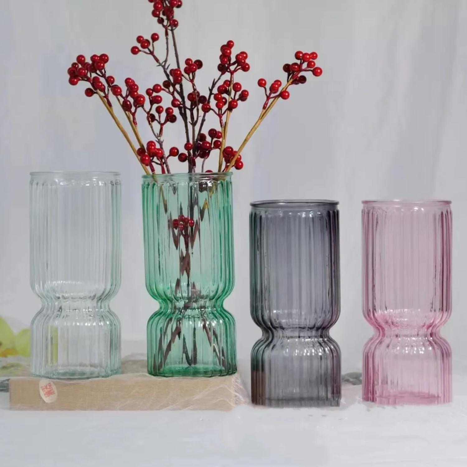 FLORERO DECORATIVO DE VIDRIO CRISTAL CON DISEÑO TONOS GRISES - 6