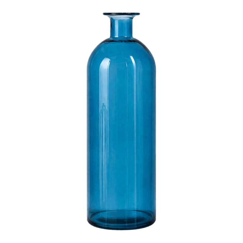 FLORERO BOTELLA DE VIDRIO DECORATIVO TONOS AZULES L - 1