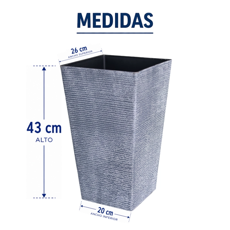 MACETERO PLASTICO ALARGADO PREMIUM BASE CUADRADA CONICA - 2