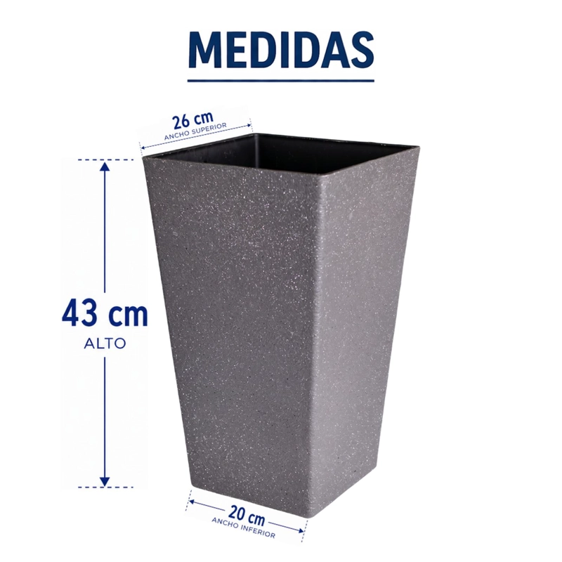 MACETERO PLASTICO ALARGADO PREMIUM BASE CUADRADA CONICA - 2
