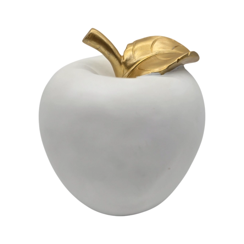 FIGURA ADORNO DE MANZANA BLANCA DECORATIVA EN RESINA MODERNA - 1