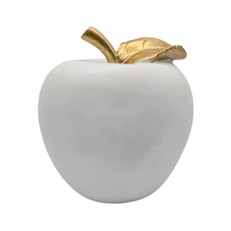 FIGURA ADORNO DE MANZANA BLANCA DECORATIVA EN RESINA MODERNA - 2
