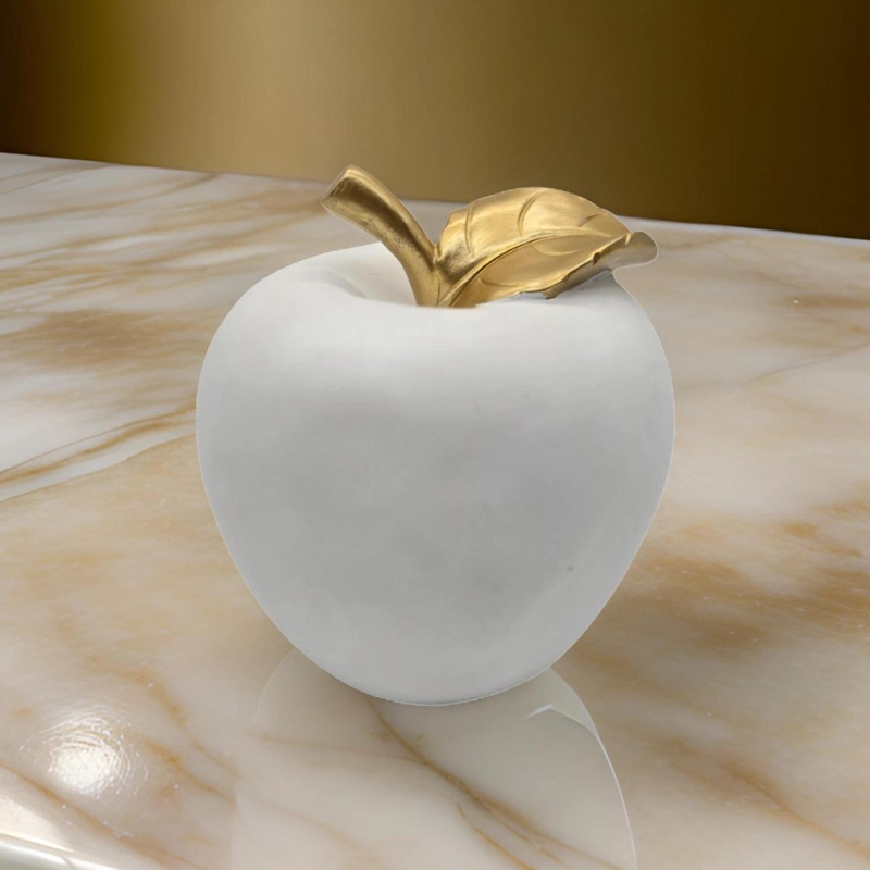 FIGURA ADORNO DE MANZANA BLANCA DECORATIVA EN RESINA MODERNA - 3