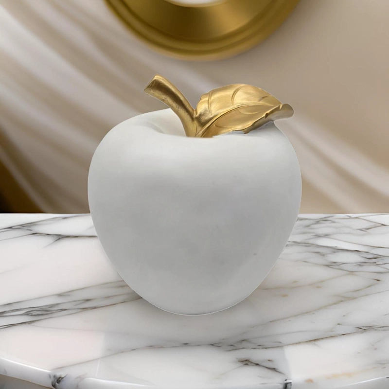 FIGURA ADORNO DE MANZANA BLANCA DECORATIVA EN RESINA MODERNA - 4