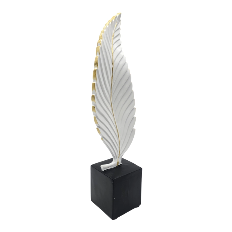 FIGURA ADORNO DE HOJA BLANCA DECORATIVA EN RESINA MODERNA S - 2