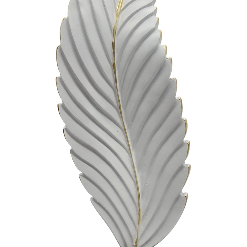 FIGURA ADORNO DE HOJA BLANCA DECORATIVA EN RESINA MODERNA S - 3