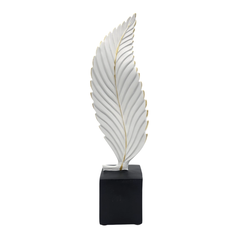 FIGURA ADORNO DE HOJA BLANCA DECORATIVA EN RESINA MODERNA S - 6