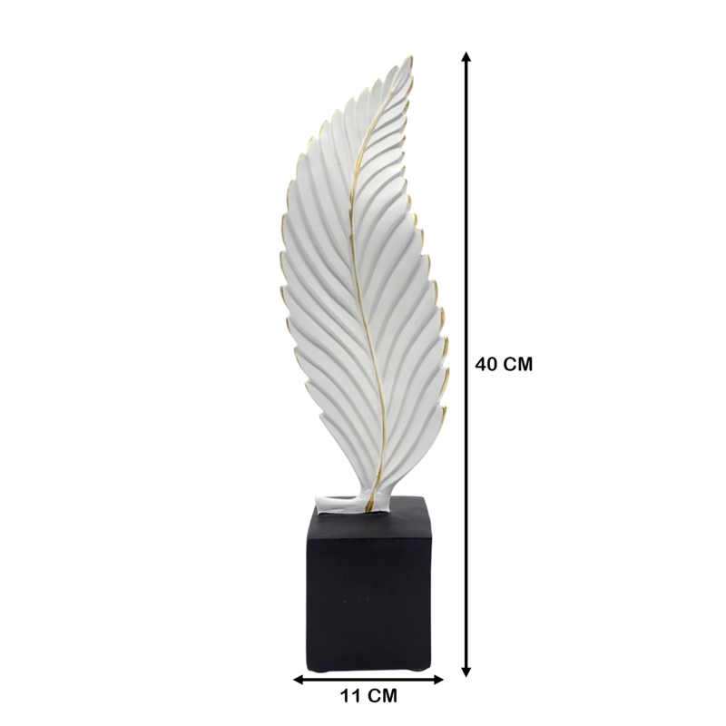FIGURA ADORNO DE HOJA BLANCA DECORATIVA EN RESINA MODERNA S - 7